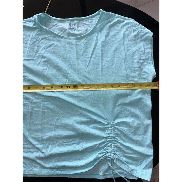 Rachel Roy XL Light Blue Short Sleeve Top With Side Drawstring - Picture 7 of 8